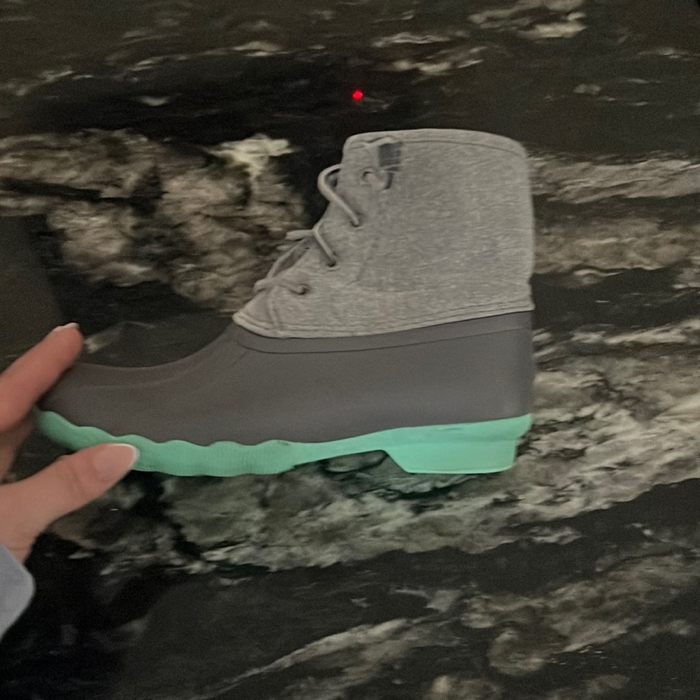 girls sperry teal and gray waterproof boots